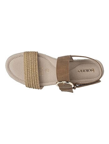 Sandali suola in memory, tacco di 3,5 cm, design in corda e leopardo Isotoner