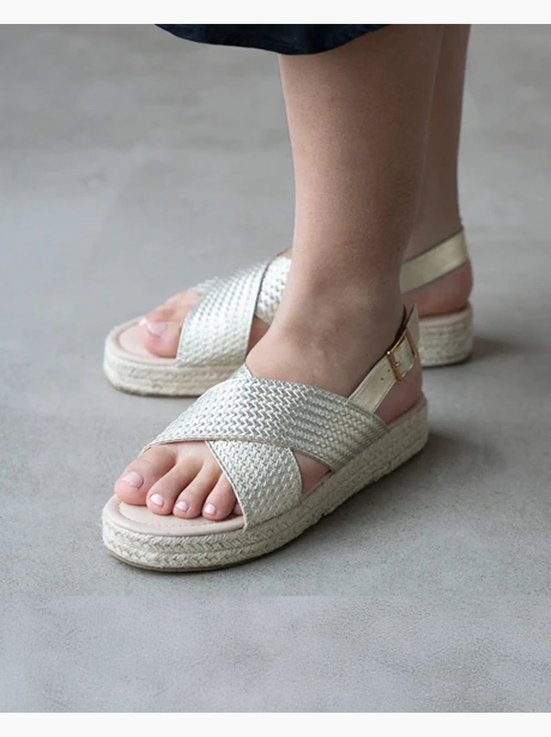 Sandali con un tacco a zeppa di 3,5 cm molto confortevole  Isotoner Dorato/Oro - Kiabi