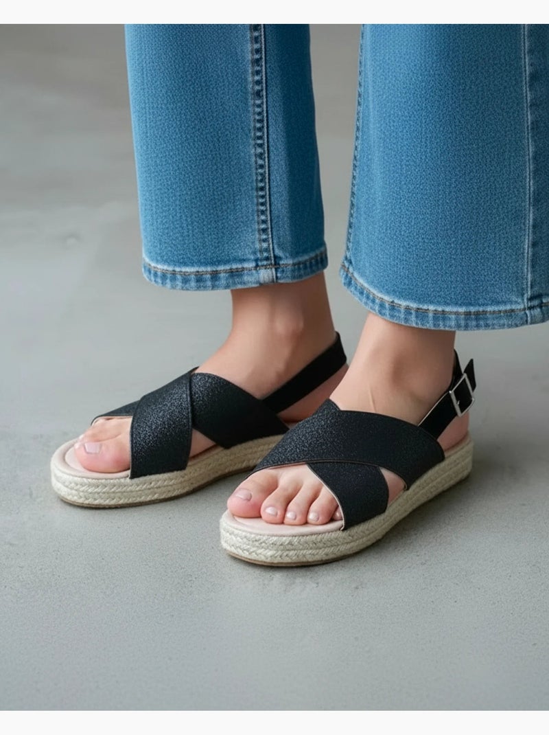 Sandali con un tacco a zeppa di 3,5 cm molto confortevole  Isotoner Nero - Kiabi