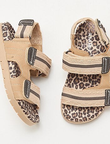 Sandali con velcro leopardati