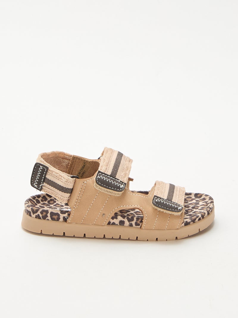 Sandali con velcro leopardati Beige - Kiabi