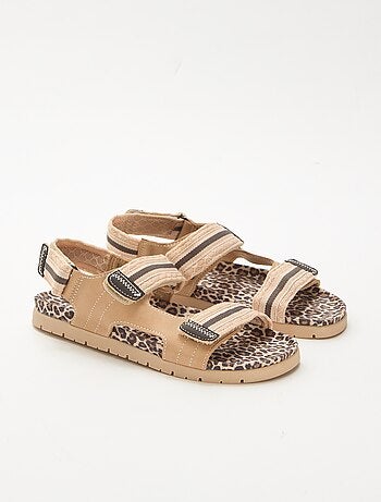Sandali con velcro leopardati