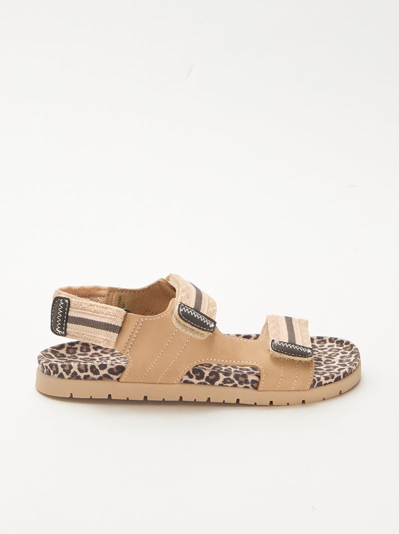Sandali con velcro leopardati Beige - Kiabi