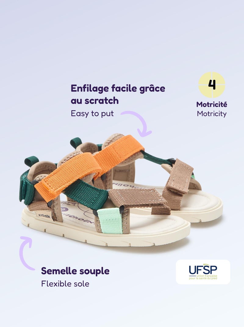 Sandali con velcro motricità 4 'primi passi' - Kitchoun Blu - Kiabi
