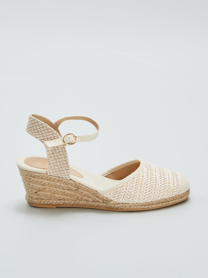 Sandali Macarena in tessuto beige zeppa corda
