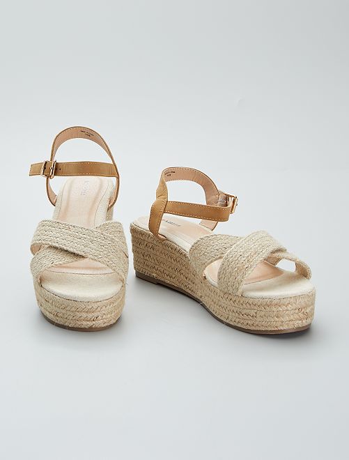 Sandali con zeppa - BEIGE - Kiabi - 17.00€