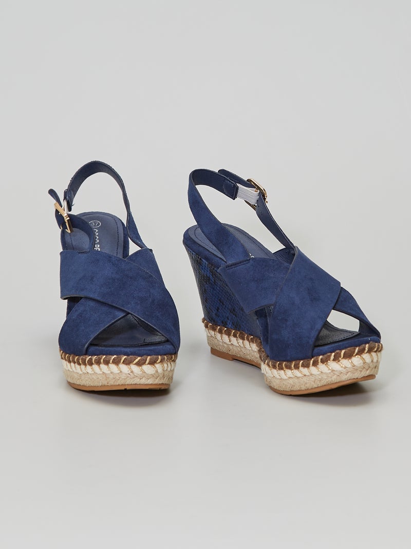Sandali con zeppa bimateriali blu navy - Kiabi