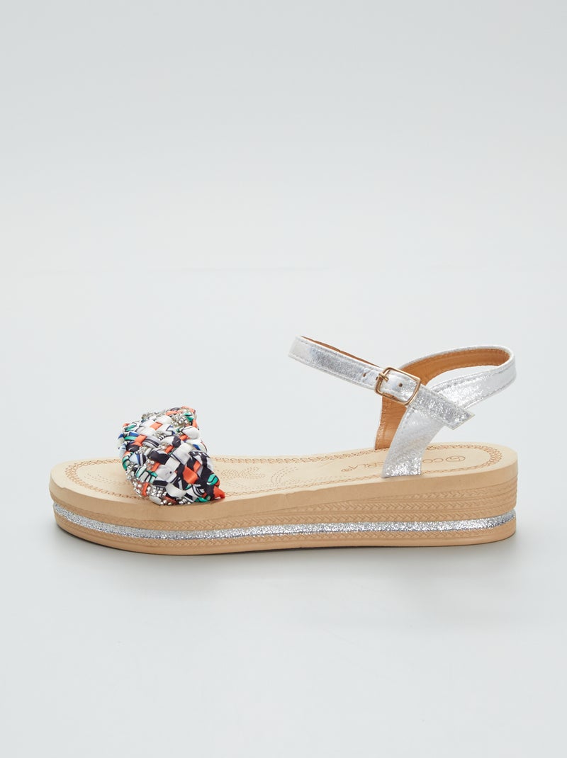Sandali con zeppa, cinturini incrociati e strass BEIGE - Kiabi