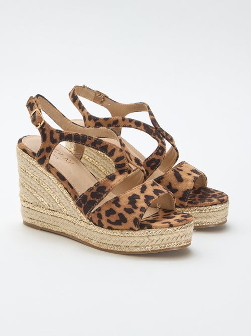 Sandali con zeppa e tacco in corda - Kiabi