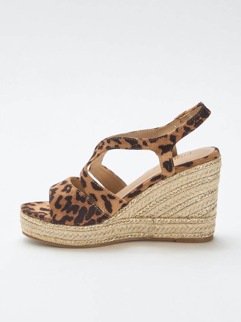 Sandali con zeppa e tacco in corda Marrone - Kiabi