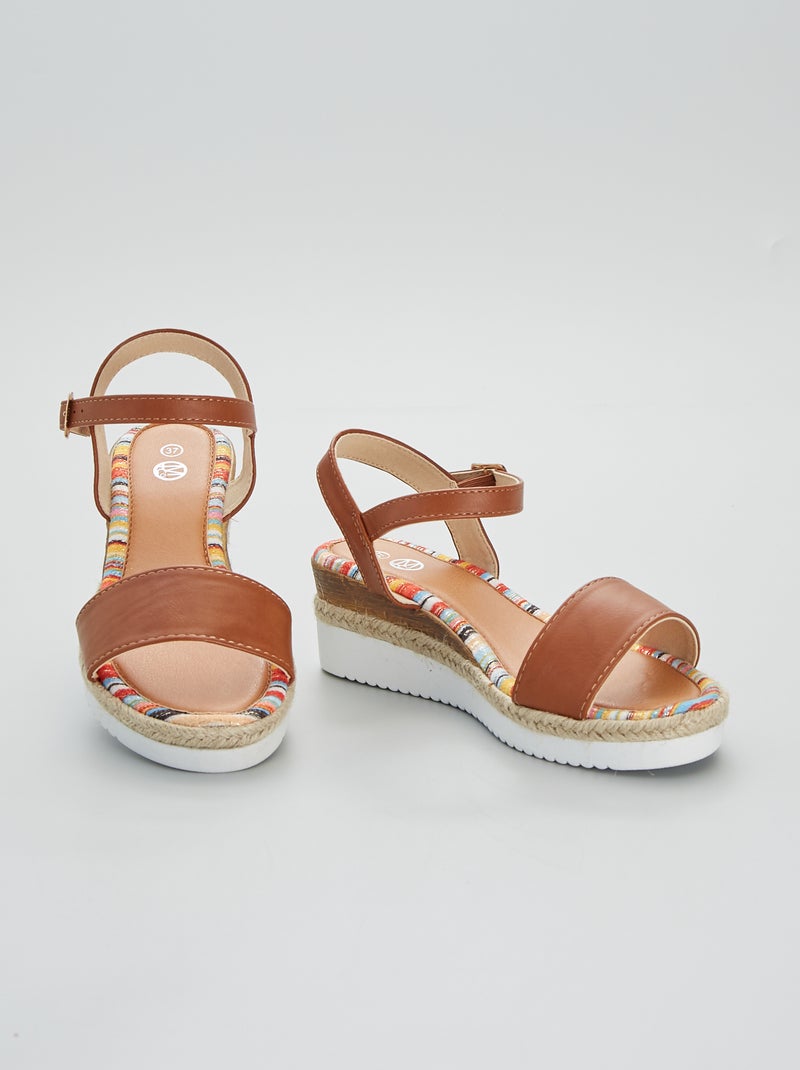 Sandali con zeppa in corda castano - Kiabi