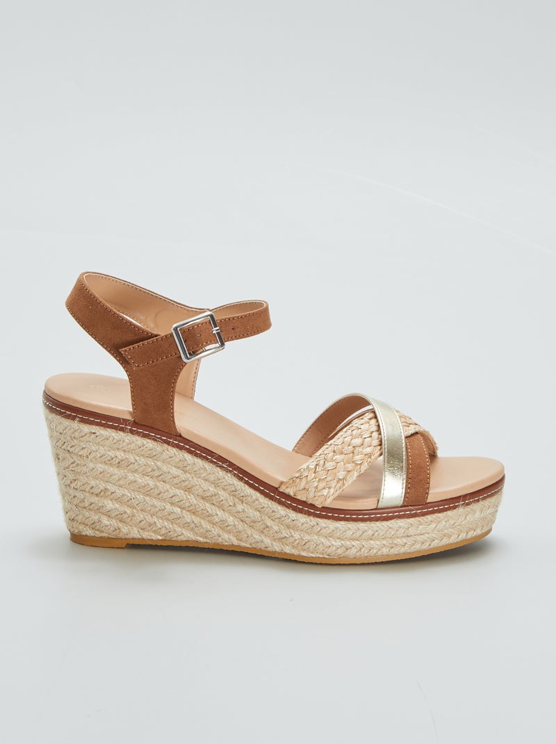 Sandali con zeppa in corda MARRONE - Kiabi