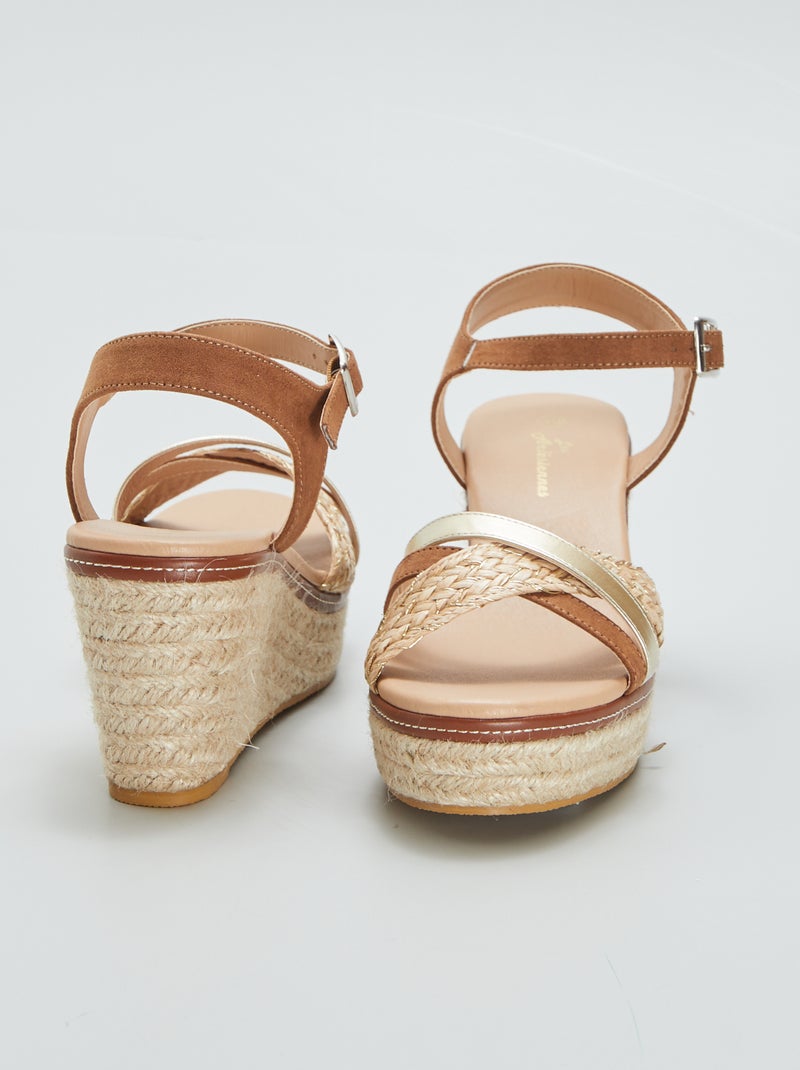 Sandali con zeppa in corda MARRONE - Kiabi