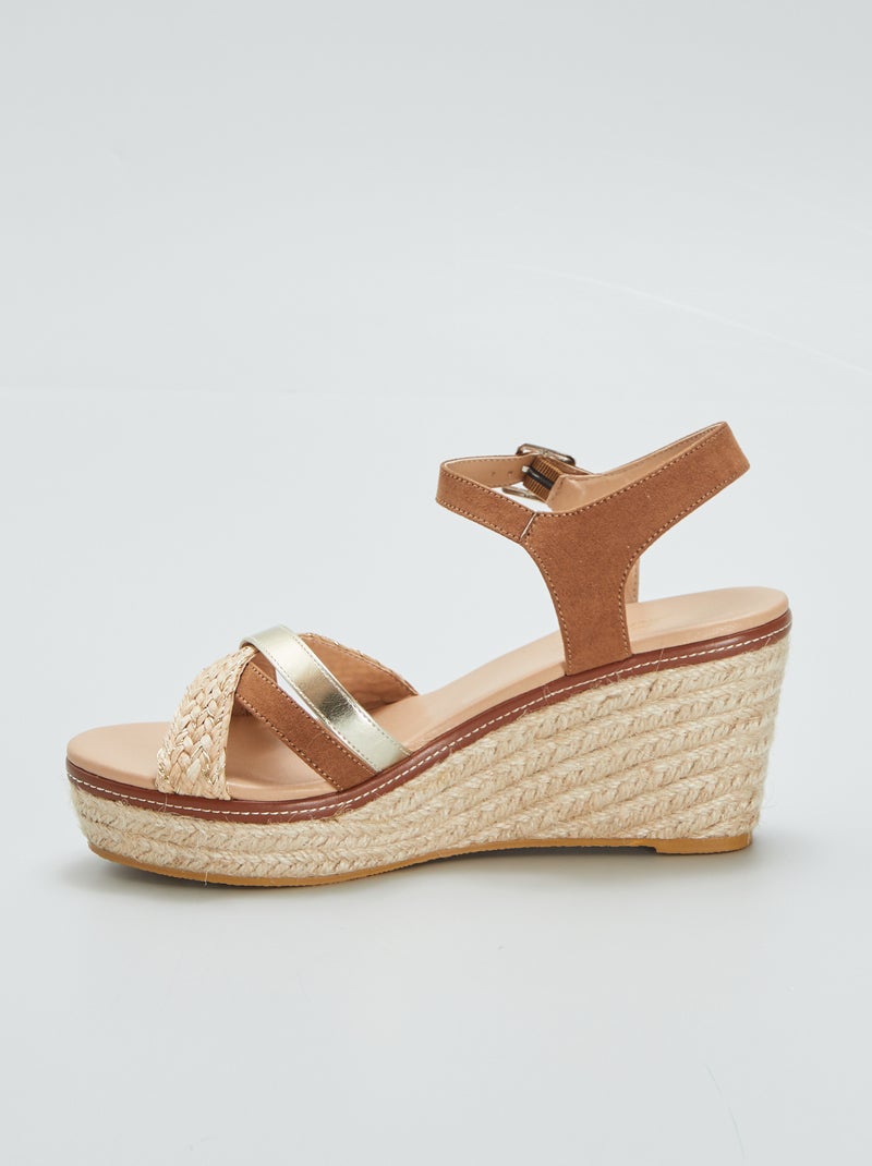 Sandali con zeppa in corda MARRONE - Kiabi