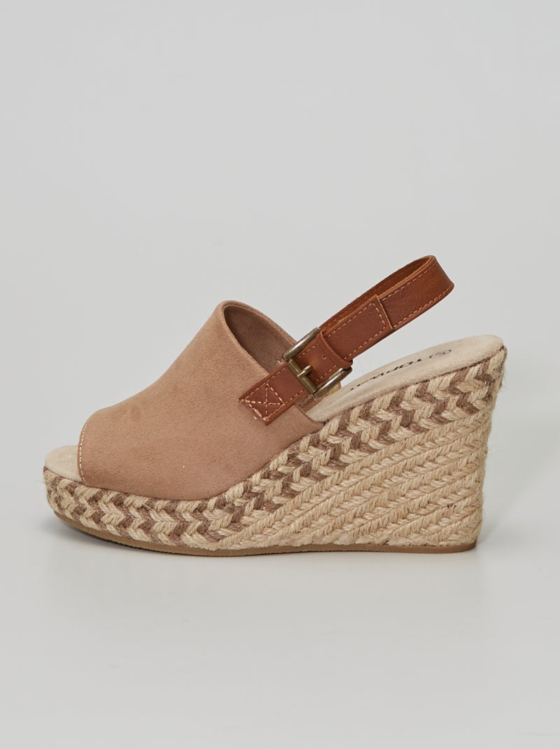 Sandali con zeppa in finto camoscio talpa - Kiabi