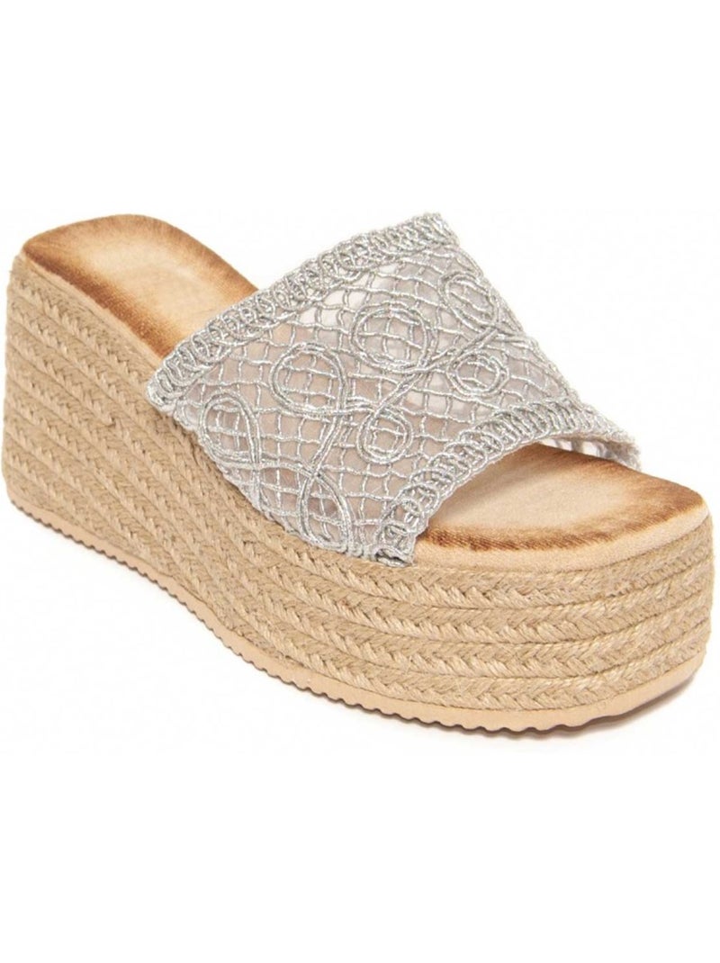 Sandali Con Zeppa Materiale Sintetico Montevita Argento - Kiabi
