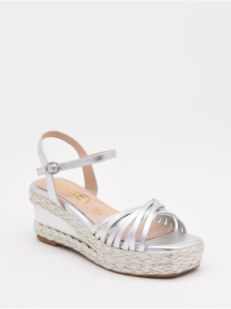 Sandali Con Zeppa Materiale Sintetico Montevita Argento - Kiabi