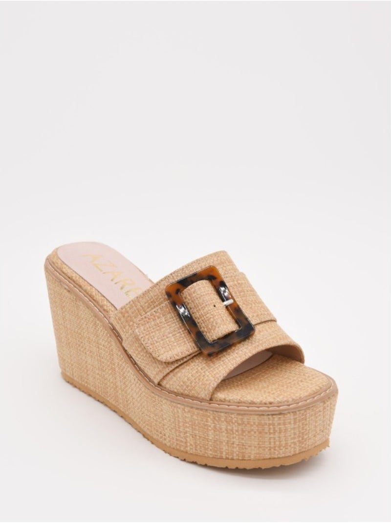 Sandali Con Zeppa Materiale Sintetico Montevita Beige - Kiabi