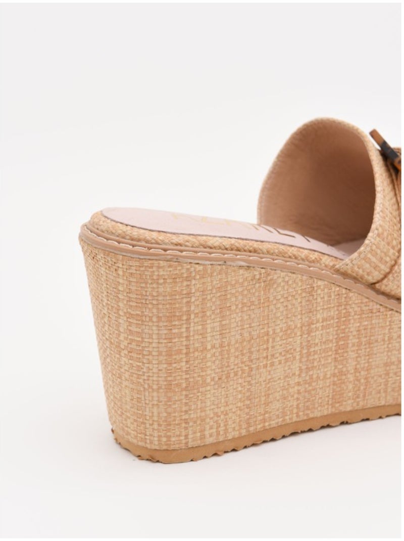 Sandali Con Zeppa Materiale Sintetico Montevita Beige - Kiabi