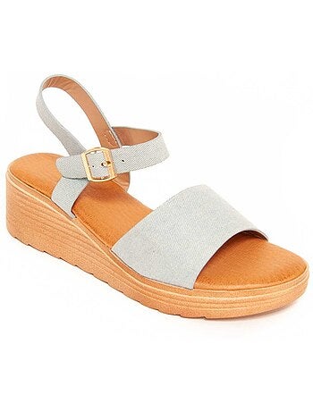 Sandali Con Zeppa Materiale Sintetico Montevita