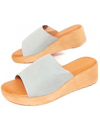 Sandali Con Zeppa Materiale Sintetico Montevita