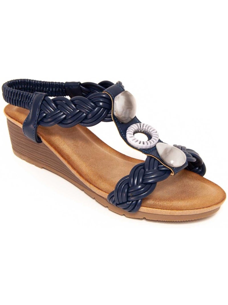 Sandali Con Zeppa Materiale Sintetico Montevita Blu - Kiabi