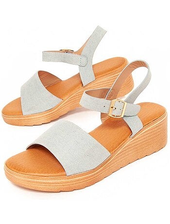 Sandali Con Zeppa Materiale Sintetico Montevita