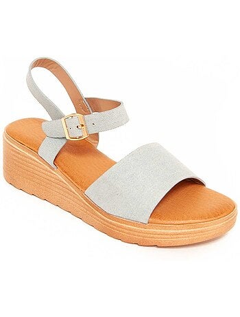 Sandali Con Zeppa Materiale Sintetico Montevita