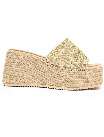 Sandali Con Zeppa Materiale Sintetico Montevita