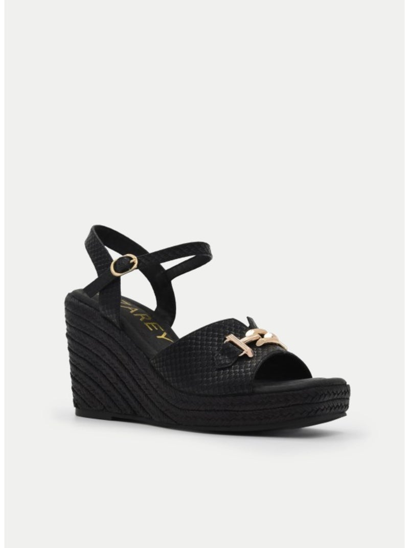 Sandali Con Zeppa Materiale Sintetico Montevita Nero - Kiabi