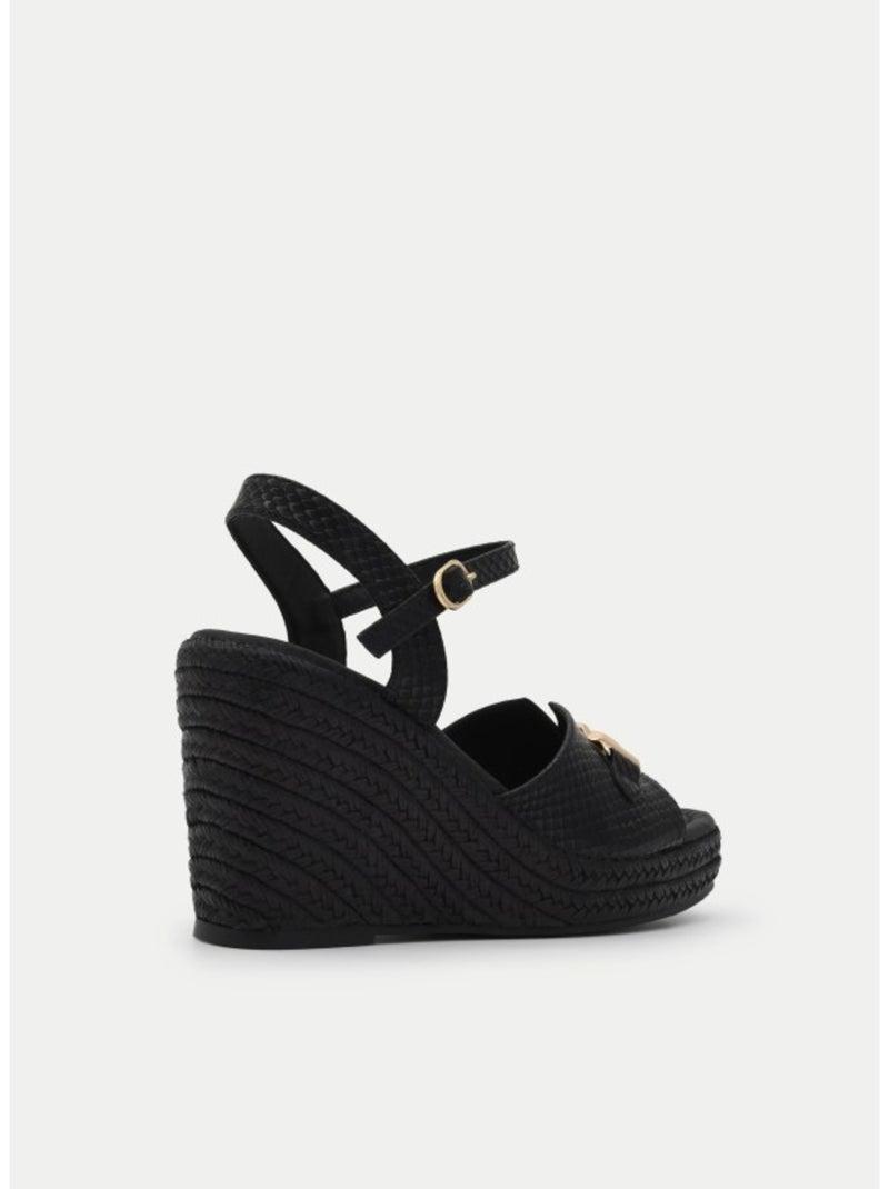 Sandali Con Zeppa Materiale Sintetico Montevita Nero - Kiabi