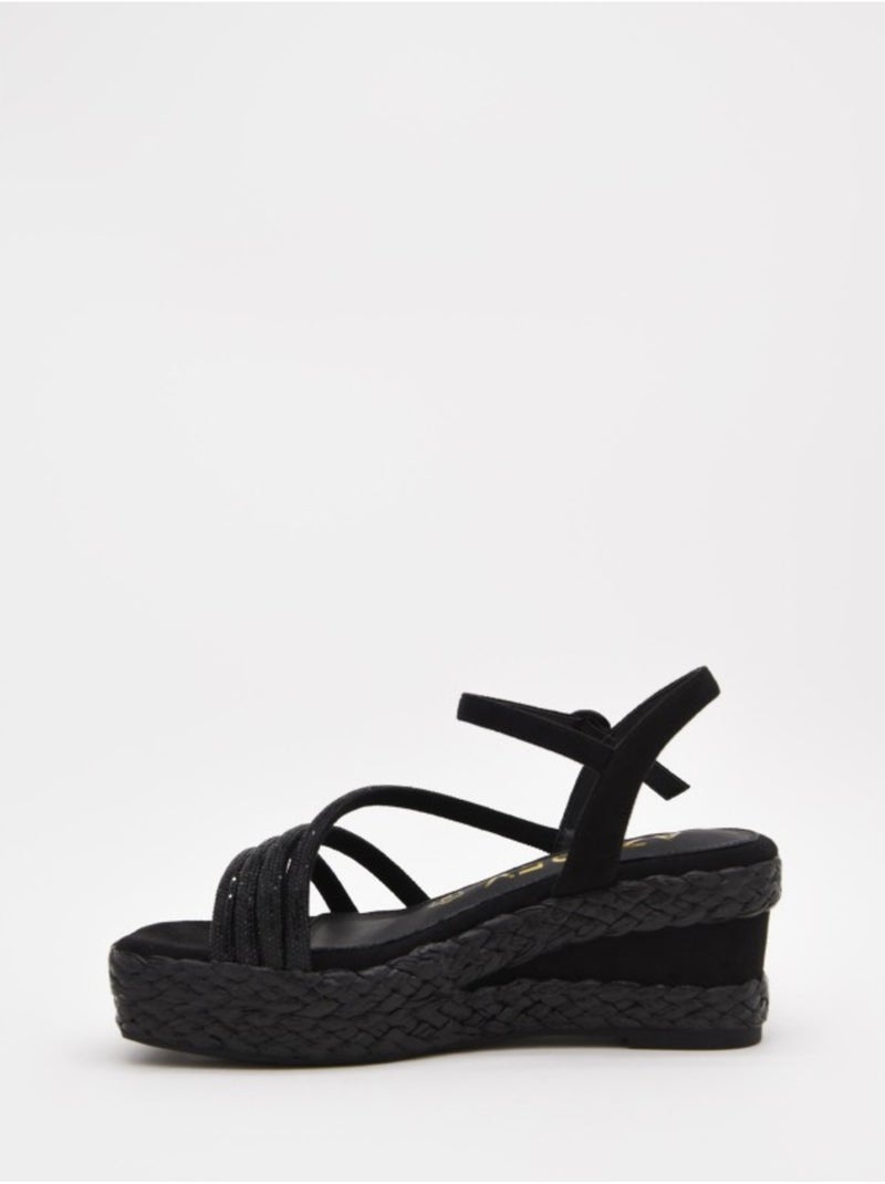 Sandali Con Zeppa Materiale Sintetico Montevita Nero - Kiabi