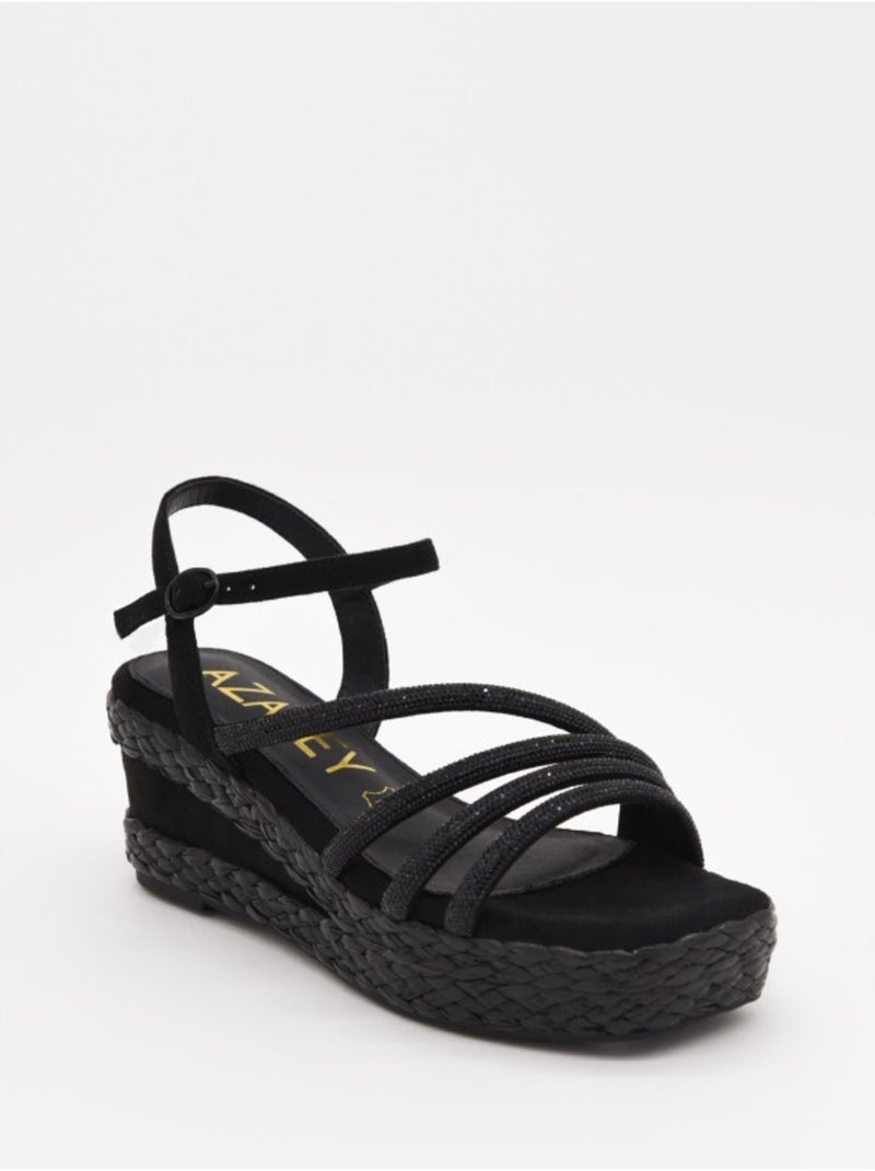 Sandali Con Zeppa Materiale Sintetico Montevita Nero - Kiabi