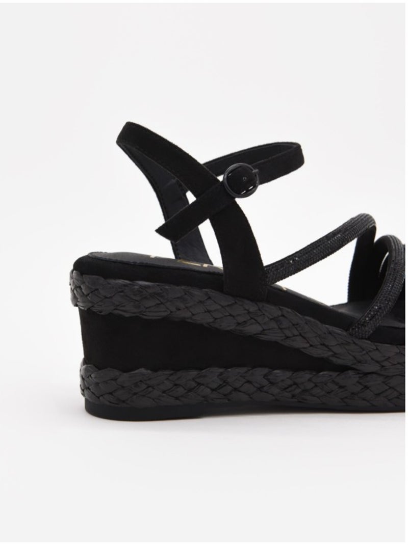 Sandali Con Zeppa Materiale Sintetico Montevita Nero - Kiabi