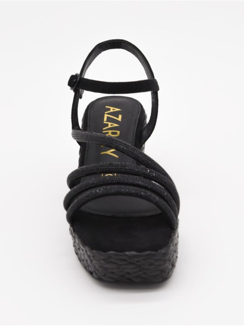 Sandali Con Zeppa Materiale Sintetico Montevita Nero - Kiabi