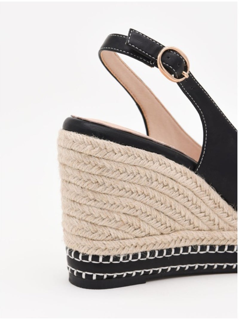 Sandali Con Zeppa Materiale Sintetico Montevita Nero - Kiabi