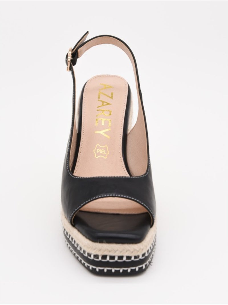 Sandali Con Zeppa Materiale Sintetico Montevita Nero - Kiabi