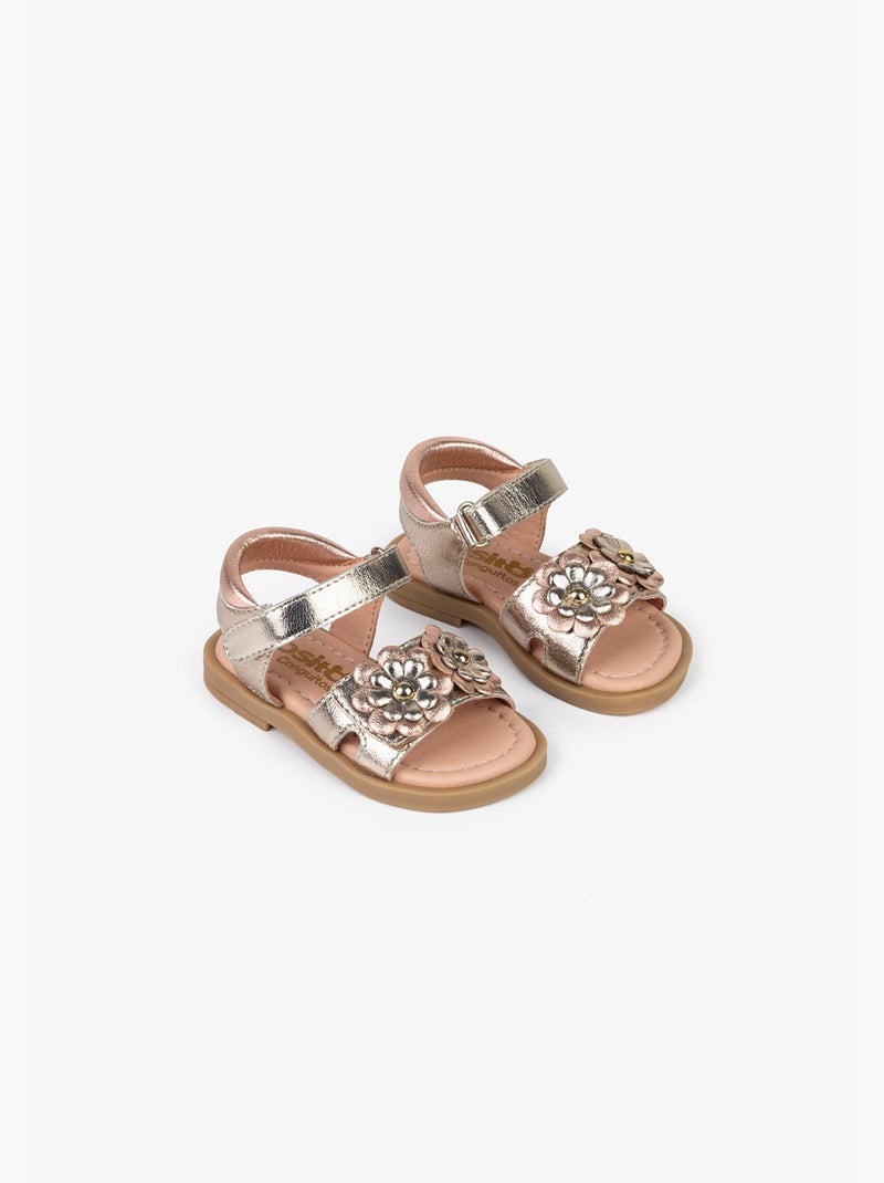 Sandali conguitos flowers metallic Marrone - Kiabi