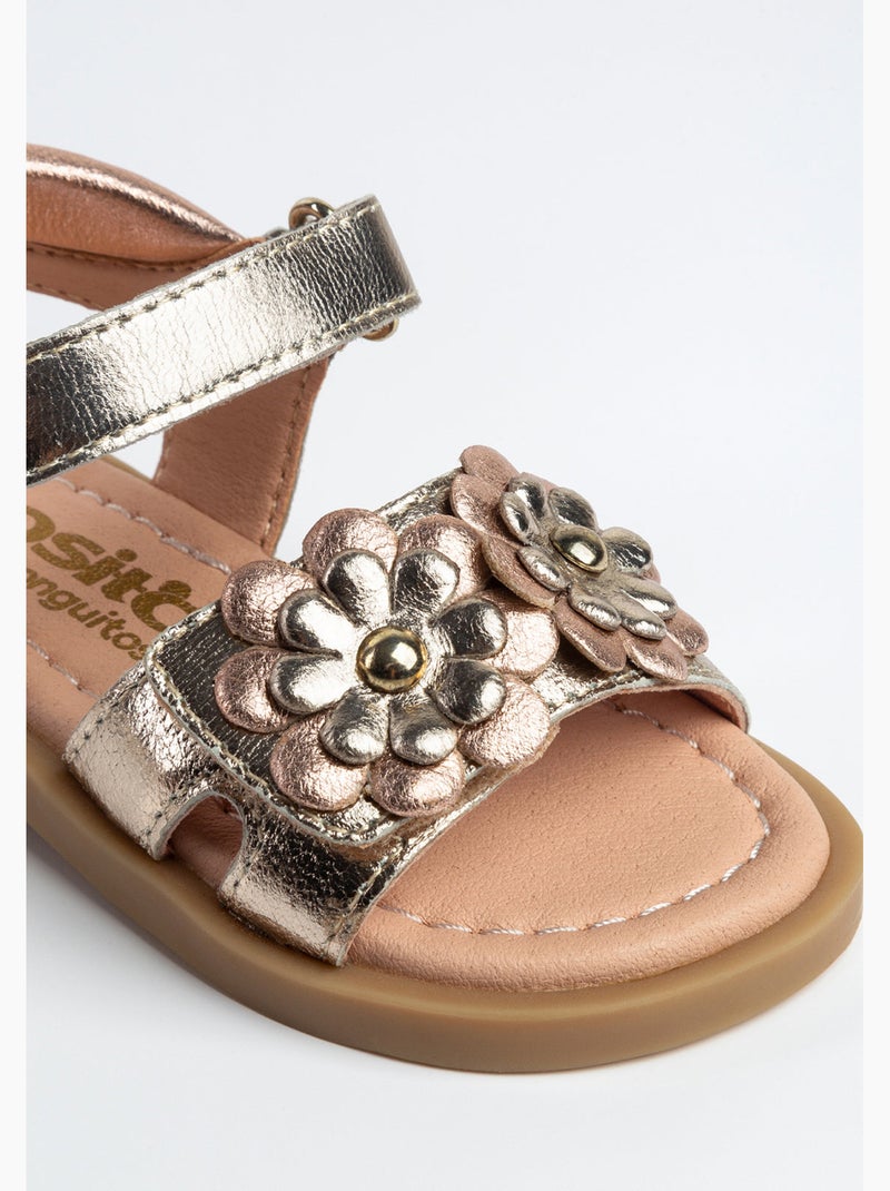 Sandali conguitos flowers metallic Marrone - Kiabi