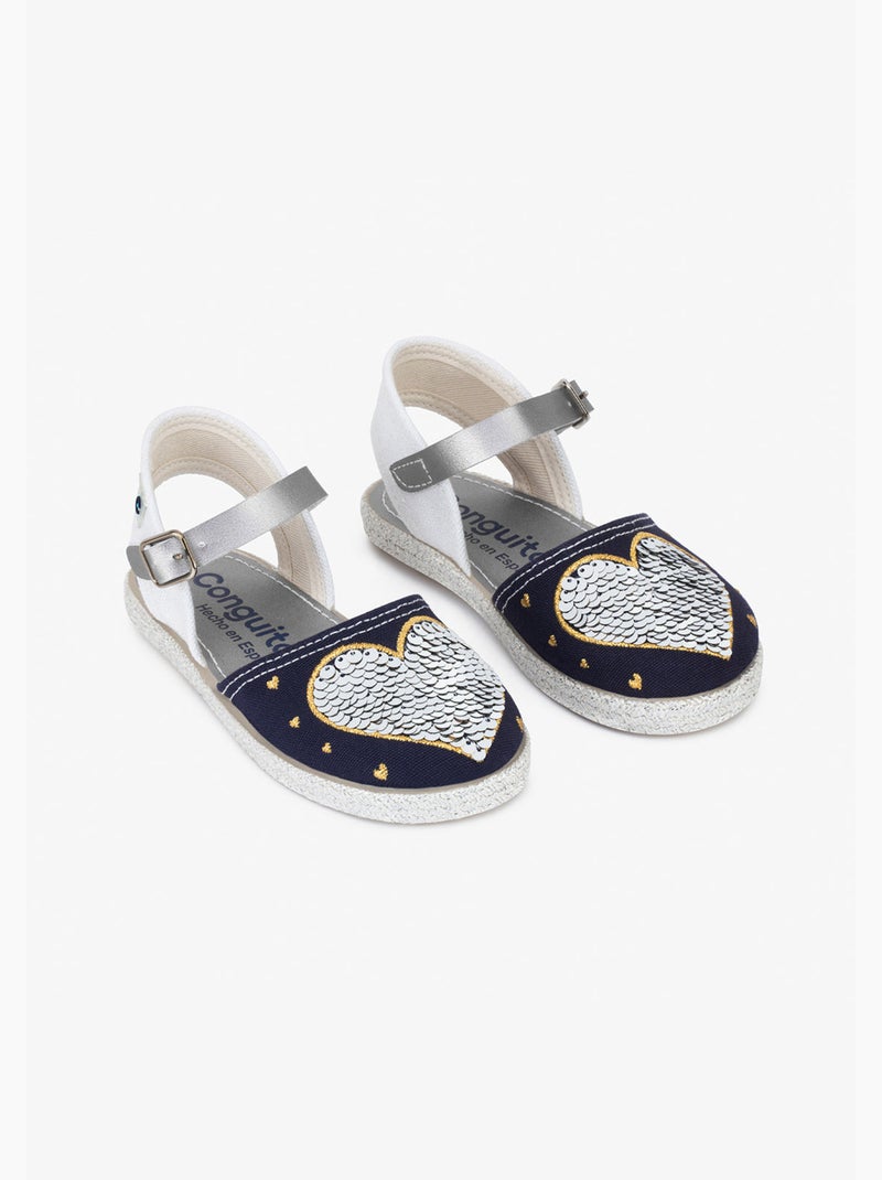 Sandali conguitos heart reversible sequins Blu marino - Kiabi