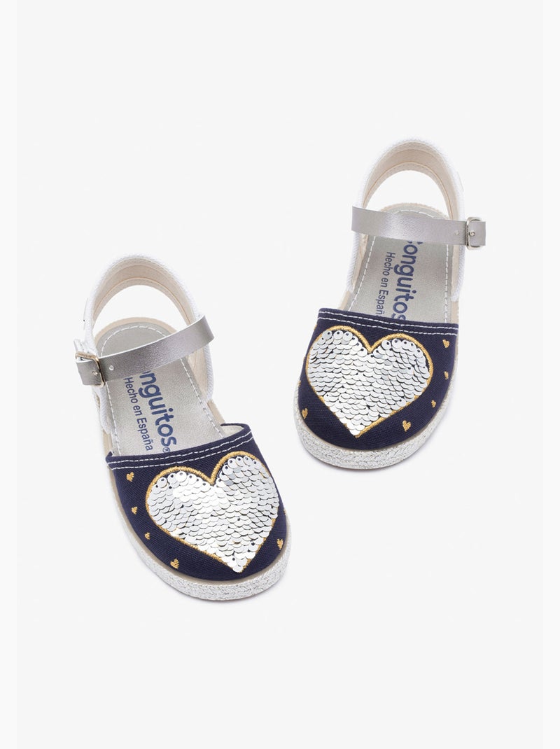Sandali conguitos heart reversible sequins Blu marino - Kiabi