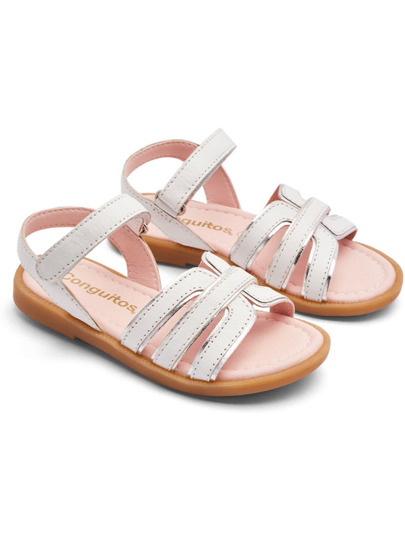 Sandali conguitos tiras piel Bianco - Kiabi