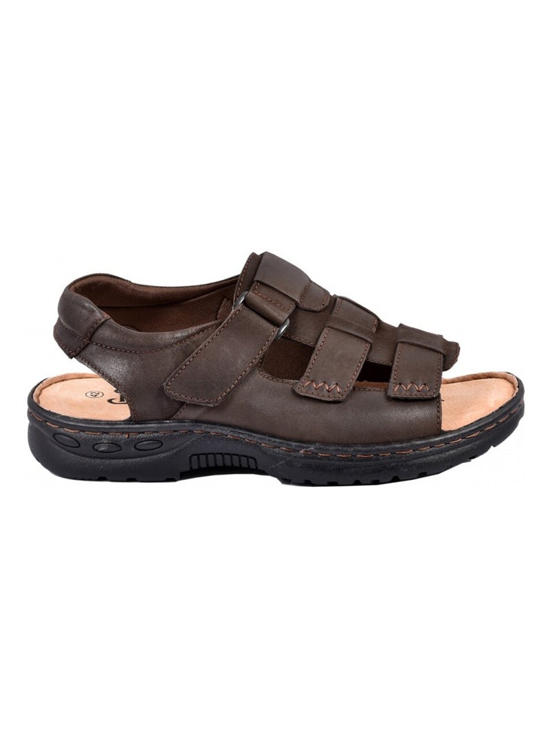 Sandali cuoio con velcro Marrone avana - Kiabi