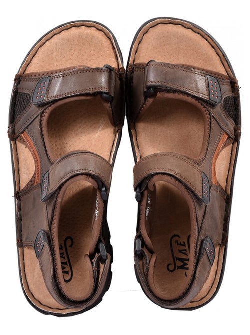 Sandali cuoio con velcro - Kiabi