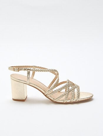 Sandali da cerimonia dorati con tacco