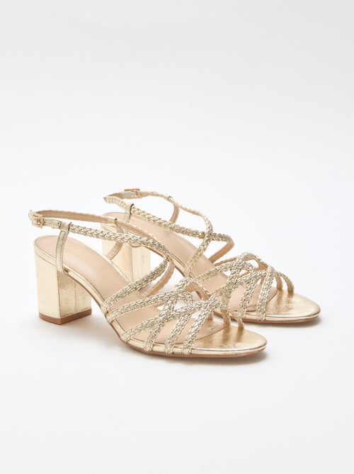 Sandali da cerimonia dorati con tacco - Kiabi