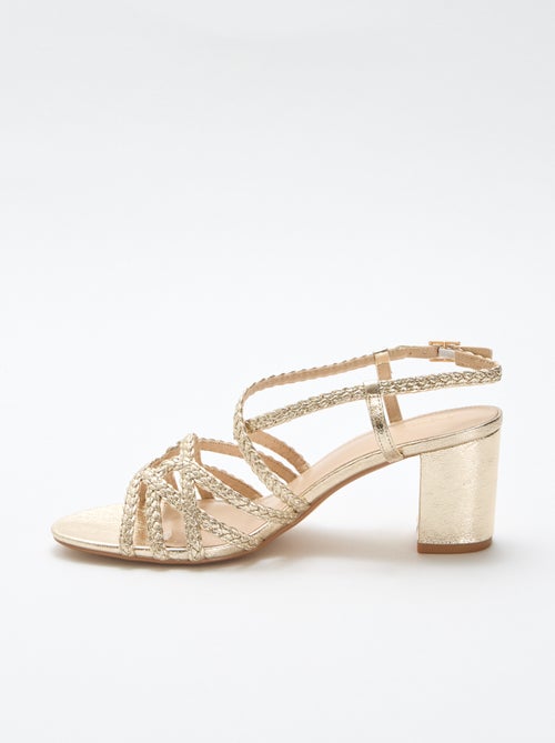 Sandali da cerimonia dorati con tacco - Kiabi