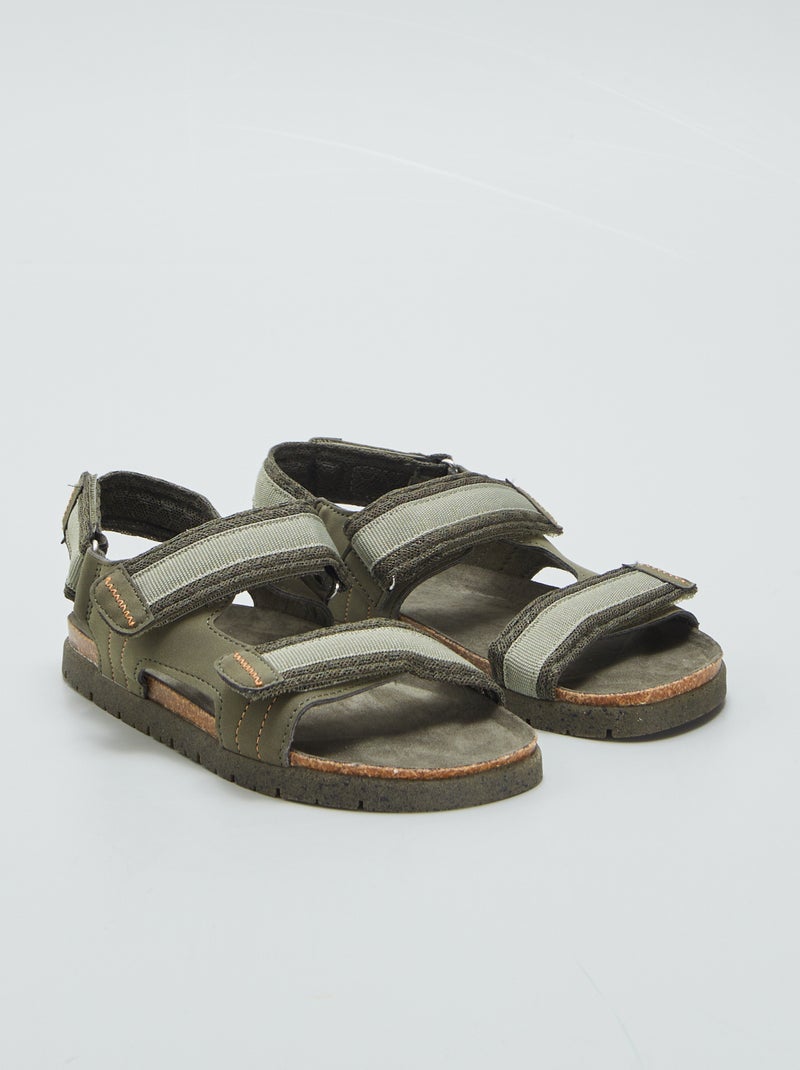 Sandali da passeggio con chiusura a strappo KAKI - Kiabi