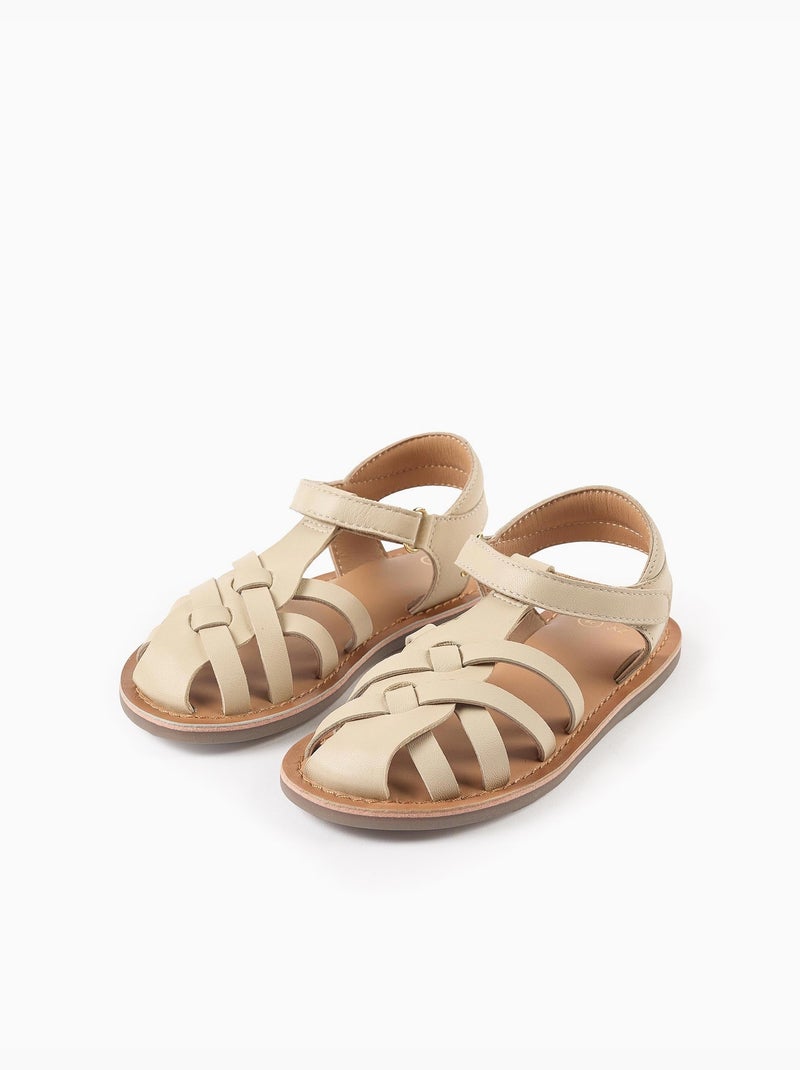 Sandali da pescatore in pelle con cinturini incrociati Dorato/Oro - Kiabi