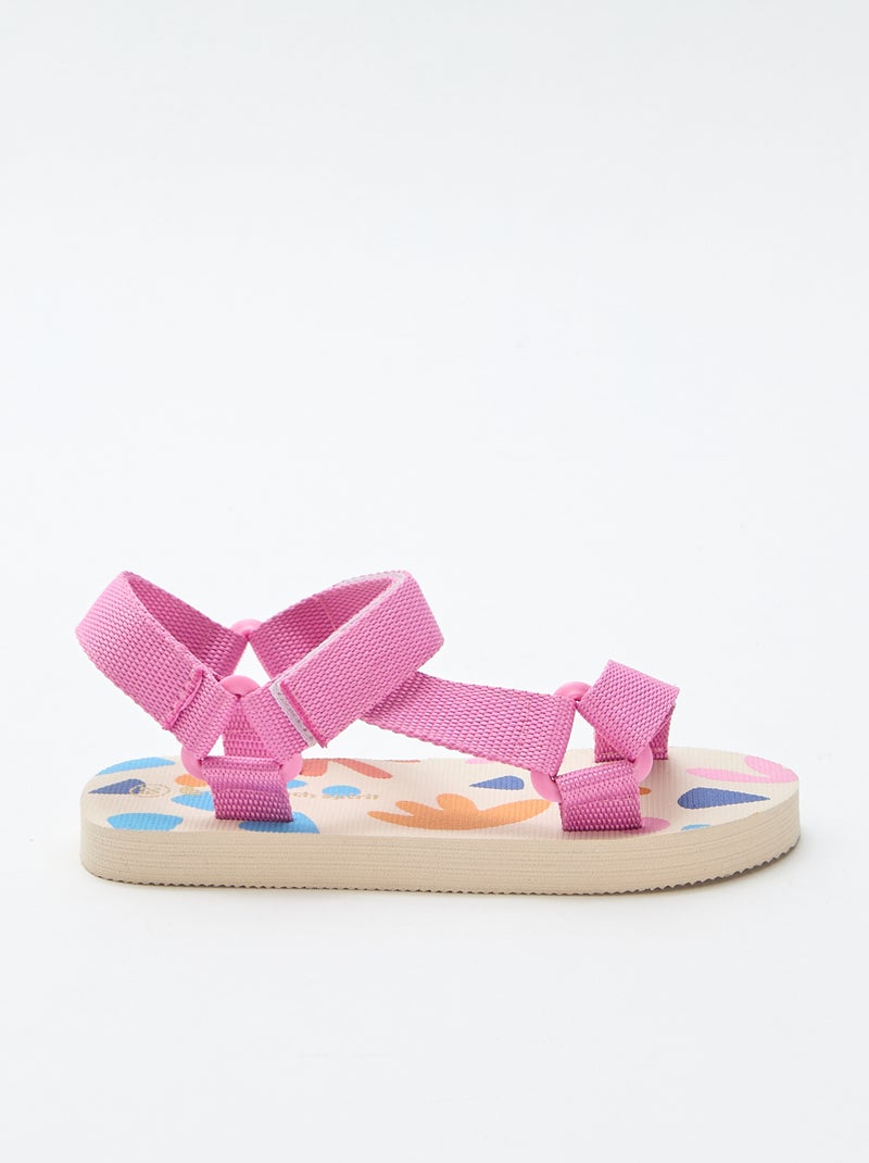 Sandali da spiaggia con fascette in tessuto Rosa - Kiabi